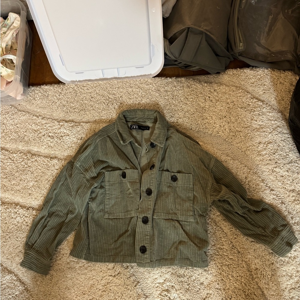 Zara Sage Green Corduroy Jacket